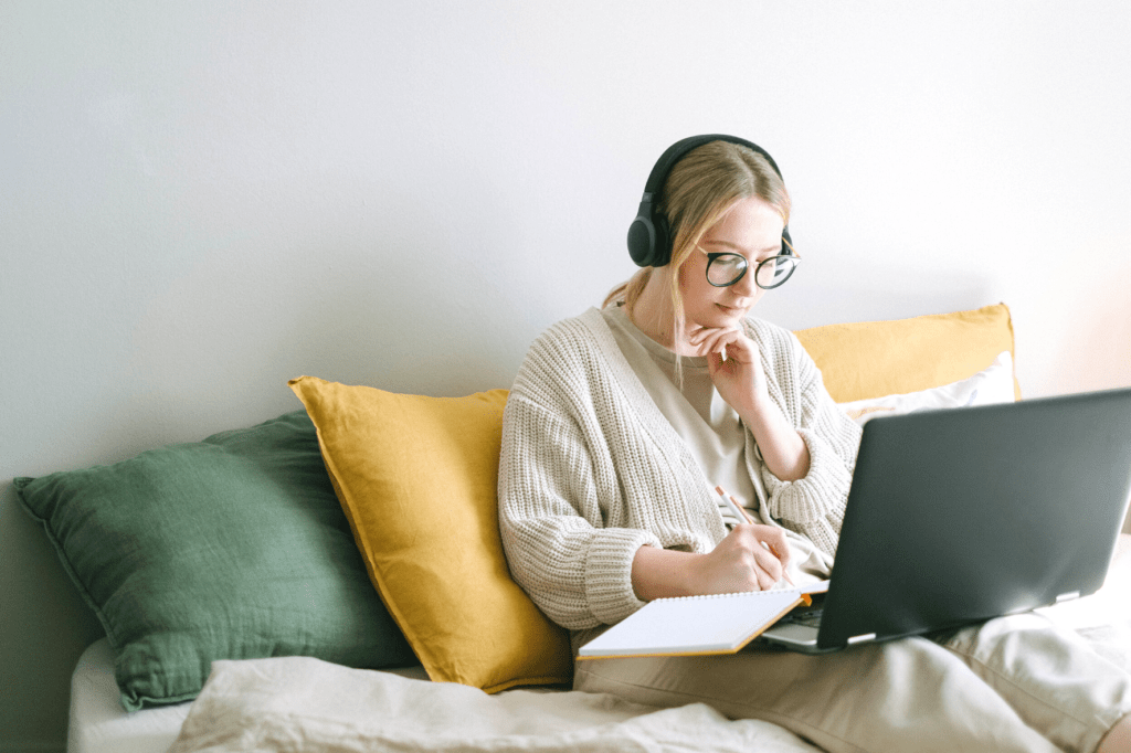 Student with headphones